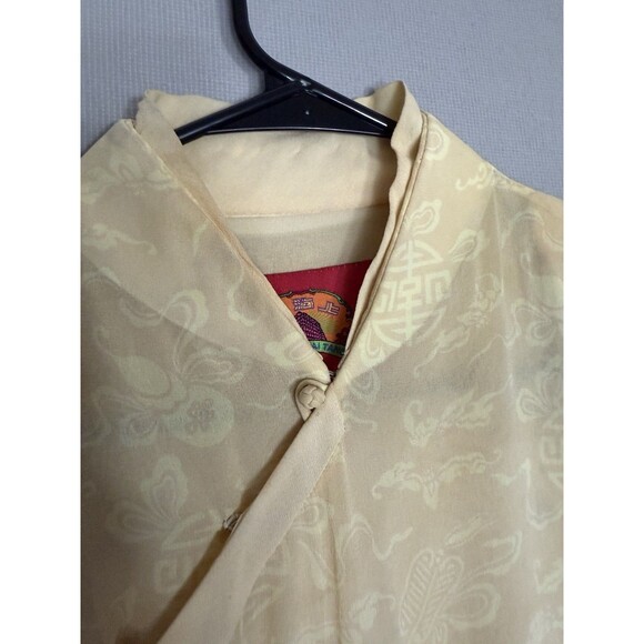 Shanghai Tang 100% Silk Qipao Dress Size 14 Yellow Womens Long Maxi Asian - Picture 5 of 12